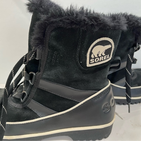 Sorel women’s Tivoli II Suede black faux fur lined lace up boots size 9.5 - Picture 7 of 11